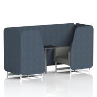 Brixworth 2 Seater Booth With White Legs And Black Table With Silver Leg In Rivet Fabric - Crucible Panels And Prime Sofa