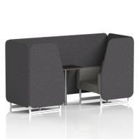 Brixworth 2 Seater Booth With White Legs And Black Table With Silver Leg In X2 Fabric - Arithmetic Panels And Number Sofa