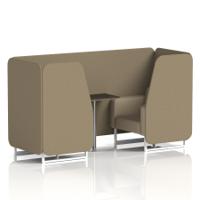 Brixworth 2 Seater Booth With White Legs And Black Table With Silver Leg In Main Line Flax Fabric - Bank Panels And Upminster Sofa