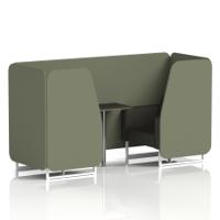 Brixworth 2 Seater Booth With White Legs And Black Table With Silver Leg In Main Line Flax Fabric - Monument Panels And Temple Sofa