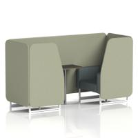 Brixworth 2 Seater Booth With White Legs And Black Table With Silver Leg In Main Line Flax Fabric - Newbury Panels And Westminster Sofa