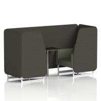 Brixworth 2 Seater Booth With White Legs And Black Table With Silver Leg In Main Line Flax Fabric - Temple Panels And Monument Sofa