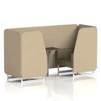 Brixworth 2 Seater Booth With White Legs And Black Table With Silver Leg In Main Line Flax Fabric - Upminster Panels And Bank Sofa
