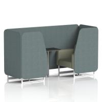 Brixworth 2 Seater Booth With White Legs And Black Table With Silver Leg In Main Line Flax Fabric - Westminster Panels And Newbury Sofa