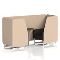Brixworth 2 Seater Booth With White Legs And Black Table With Silver Leg In Synergy Fabric - Affix Panels And Wed Sofa