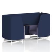 Brixworth 2 Seater Booth With White Legs And Black Table With Silver Leg In Synergy Fabric - Alike Panels And Order Sofa