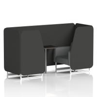 Brixworth 2 Seater Booth With White Legs And Black Table With Silver Leg In Synergy Fabric - Mix Panels And Partner Sofa