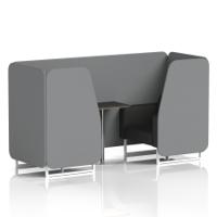 Brixworth 2 Seater Booth With White Legs And Black Table With Silver Leg In Synergy Fabric - Partner Panels And Mix Sofa
