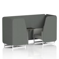 Brixworth 2 Seater Booth With White Legs And Black Table With Silver Leg In Sumi Fabric - Kobe Panels And Tokyo Sofa