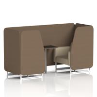 Brixworth 2 Seater Booth With White Legs And Black Table With Silver Leg In Sumi Fabric - Osaka Panels And Zen Sofa