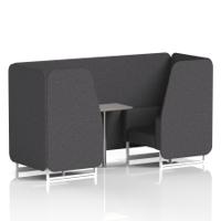 Brixworth 2 Seater Booth With White Legs And Grey Table With Silver Leg In X2 Fabric - Arithmetic Panels And Sofa