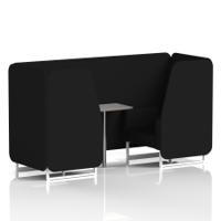 Brixworth 2 Seater Booth With White Legs And Grey Table With Silver Leg In X2 Fabric - Diameter Panels And Sofa