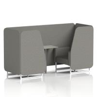 Brixworth 2 Seater Booth With White Legs And Grey Table With Silver Leg In X2 Fabric - Number Panels And Sofa