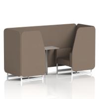 Brixworth 2 Seater Booth With White Legs And Grey Table With Silver Leg In X2 Fabric - Theory Panels And Sofa