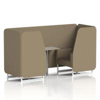 Brixworth 2 Seater Booth With White Legs And Grey Table With Silver Leg In Main Line Flax Fabric - Bank Panels And Sofa