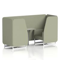 Brixworth 2 Seater Booth With White Legs And Grey Table With Silver Leg In Main Line Flax Fabric - Newbury Panels And Sofa