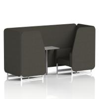 Brixworth 2 Seater Booth With White Legs And Grey Table With Silver Leg In Main Line Flax Fabric - Temple Panels And Sofa