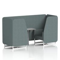 Brixworth 2 Seater Booth With White Legs And Grey Table With Silver Leg In Main Line Flax Fabric - Westminster Panels And Sofa
