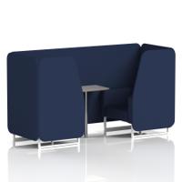 Brixworth 2 Seater Booth With White Legs And Grey Table With Silver Leg In Synergy Fabric - Alike Panels And Sofa