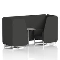 Brixworth 2 Seater Booth With White Legs And Grey Table With Silver Leg In Synergy Fabric - Mix Panels And Sofa