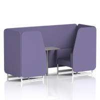 Brixworth 2 Seater Booth With White Legs And Grey Table With Silver Leg In Synergy Fabric - Order Panels And Sofa