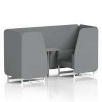 Brixworth 2 Seater Booth With White Legs And Grey Table With Silver Leg In Synergy Fabric - Partner Panels And Sofa