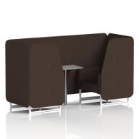 Brixworth 2 Seater Booth With White Legs And Grey Table With Silver Leg In Synergy Fabric - Wed Panels And Sofa