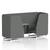 Brixworth 2 Seater Booth With White Legs And Grey Table With Silver Leg In Sumi Fabric - Kobe Panels And Sofa