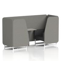 Brixworth 2 Seater Booth With White Legs And Grey Table With Silver Leg In X2 Fabric - Number Panels And Arithmetic Sofa