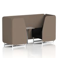 Brixworth 2 Seater Booth With White Legs And Grey Table With Silver Leg In X2 Fabric - Theory Panels And Diameter Sofa