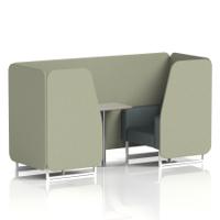 Brixworth 2 Seater Booth With White Legs And Grey Table With Silver Leg In Main Line Flax Fabric - Newbury Panels And Westminster Sofa