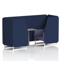 Brixworth 2 Seater Booth With White Legs And Grey Table With Silver Leg In Synergy Fabric - Alike Panels And Order Sofa