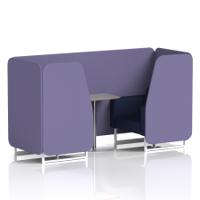 Brixworth 2 Seater Booth With White Legs And Grey Table With Silver Leg In Synergy Fabric - Order Panels And Alike Sofa
