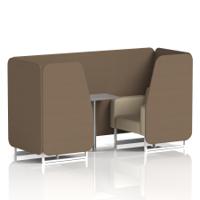 Brixworth 2 Seater Booth With White Legs And Grey Table With Silver Leg In Sumi Fabric - Osaka Panels And Zen Sofa