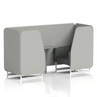 Brixworth 2 Seater Booth With White Legs And Grey Table With Silver Leg In Sumi Fabric - Tokyo Panels And Kobe Sofa