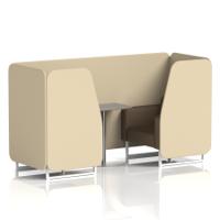 Brixworth 2 Seater Booth With White Legs And Grey Table With Silver Leg In Sumi Fabric - Zen Panels And Osaka Sofa