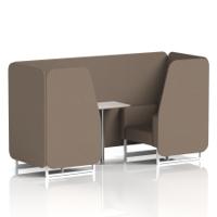 Brixworth 2 Seater Booth With White Legs And White Table With Silver Leg In X2 Fabric - Theory Panels And Sofa