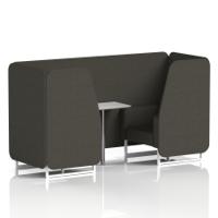Brixworth 2 Seater Booth With White Legs And White Table With Silver Leg In Main Line Flax Fabric - Temple Panels And Sofa