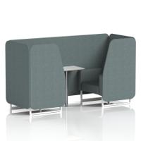 Brixworth 2 Seater Booth With White Legs And White Table With Silver Leg In Main Line Flax Fabric - Westminster Panels And Sofa