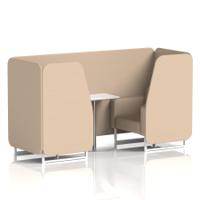 Brixworth 2 Seater Booth With White Legs And White Table With Silver Leg In Synergy Fabric - Affix Panels And Sofa