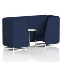 Brixworth 2 Seater Booth With White Legs And White Table With Silver Leg In Synergy Fabric - Alike Panels And Sofa