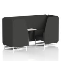 Brixworth 2 Seater Booth With White Legs And White Table With Silver Leg In Synergy Fabric - Mix Panels And Sofa