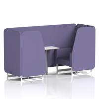 Brixworth 2 Seater Booth With White Legs And White Table With Silver Leg In Synergy Fabric - Order Panels And Sofa