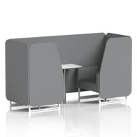 Brixworth 2 Seater Booth With White Legs And White Table With Silver Leg In Synergy Fabric - Partner Panels And Sofa