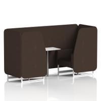 Brixworth 2 Seater Booth With White Legs And White Table With Silver Leg In Synergy Fabric - Wed Panels And Sofa