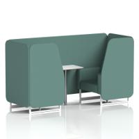 Brixworth 2 Seater Booth With White Legs And White Table With Silver Leg In Sumi Fabric - Handa Panels And Sofa