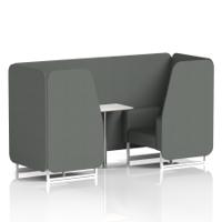 Brixworth 2 Seater Booth With White Legs And White Table With Silver Leg In Sumi Fabric - Kobe Panels And Sofa