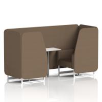 Brixworth 2 Seater Booth With White Legs And White Table With Silver Leg In Sumi Fabric - Osaka Panels And Sofa