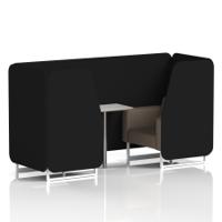 Brixworth 2 Seater Booth With White Legs And White Table With Silver Leg In X2 Fabric - Diameter Panels And Theory Sofa