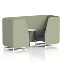 Brixworth 2 Seater Booth With White Legs And White Table With Silver Leg In Main Line Flax Fabric - Newbury Panels And Westminster Sofa